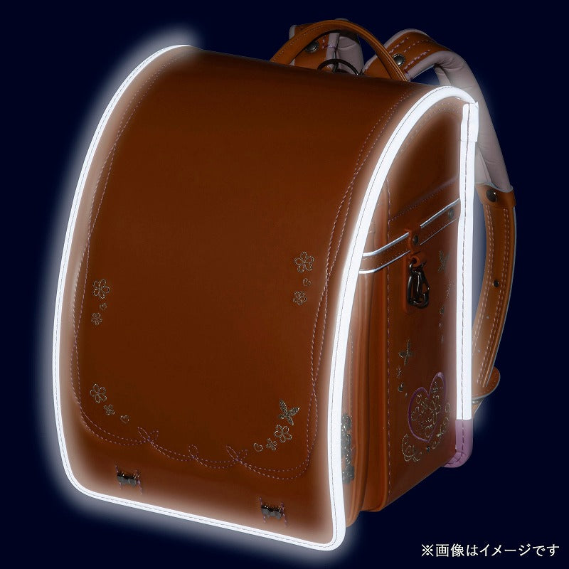フィットちゃんランドセル プラチナフラワー(パールオレンジ×ベビーピンク) 安ピカッタイプ+楽ッション