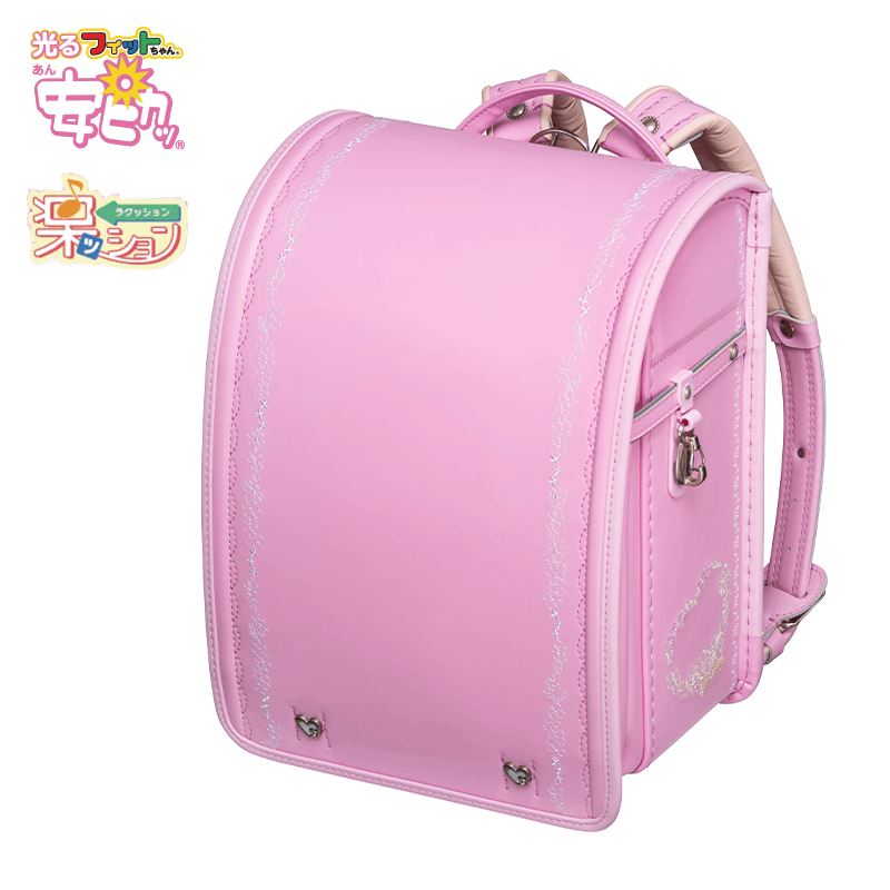 【3月1日販売開始】フィットちゃんランドセル ルル・フラワー(ベビーピンク×ベビーピンク) 安ピカッタイプ+楽ッション 軽量タイプ