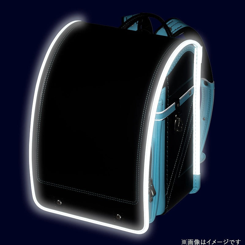 フィットちゃんランドセル ストリートファイン (クロ×アクア) 安ピカッタイプ＋楽ッション