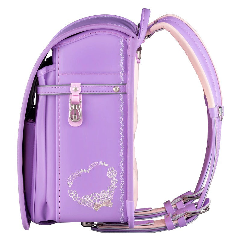 【3月1日販売開始】フィットちゃんランドセル ルル・フラワー(ラベンダー×ラベンダー) 安ピカッタイプ+楽ッション 軽量タイプ