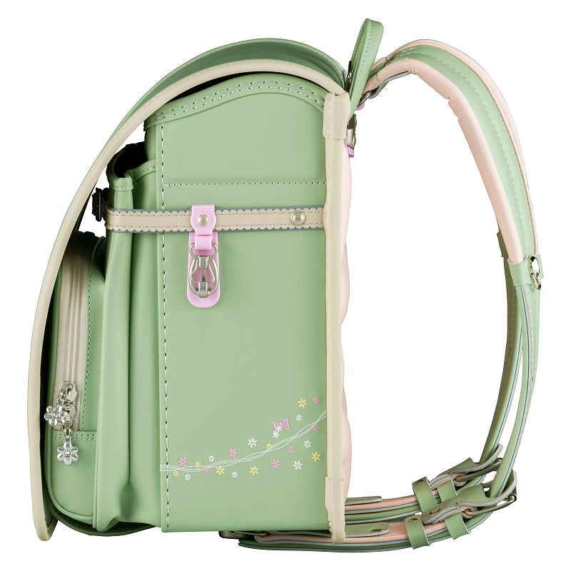 【3月1日販売開始】フィットちゃんランドセル プティガール(ピスタチオグリーン×ベージュ) 安ピカッタイプ＋楽ッション　