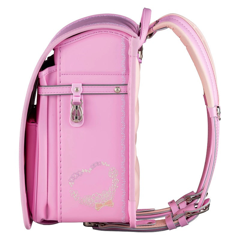 【3月1日販売開始】フィットちゃんランドセル ルル・フラワー(ベビーピンク×ベビーピンク) 安ピカッタイプ+楽ッション 軽量タイプ