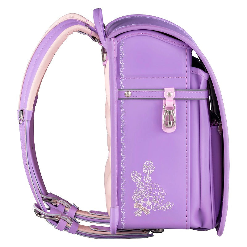 【3月1日販売開始】フィットちゃんランドセル ルル・フラワー(ラベンダー×ラベンダー) 安ピカッタイプ+楽ッション 軽量タイプ