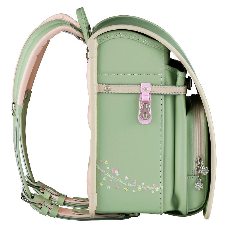 【3月1日販売開始】フィットちゃんランドセル プティガール(ピスタチオグリーン×ベージュ) 安ピカッタイプ＋楽ッション　