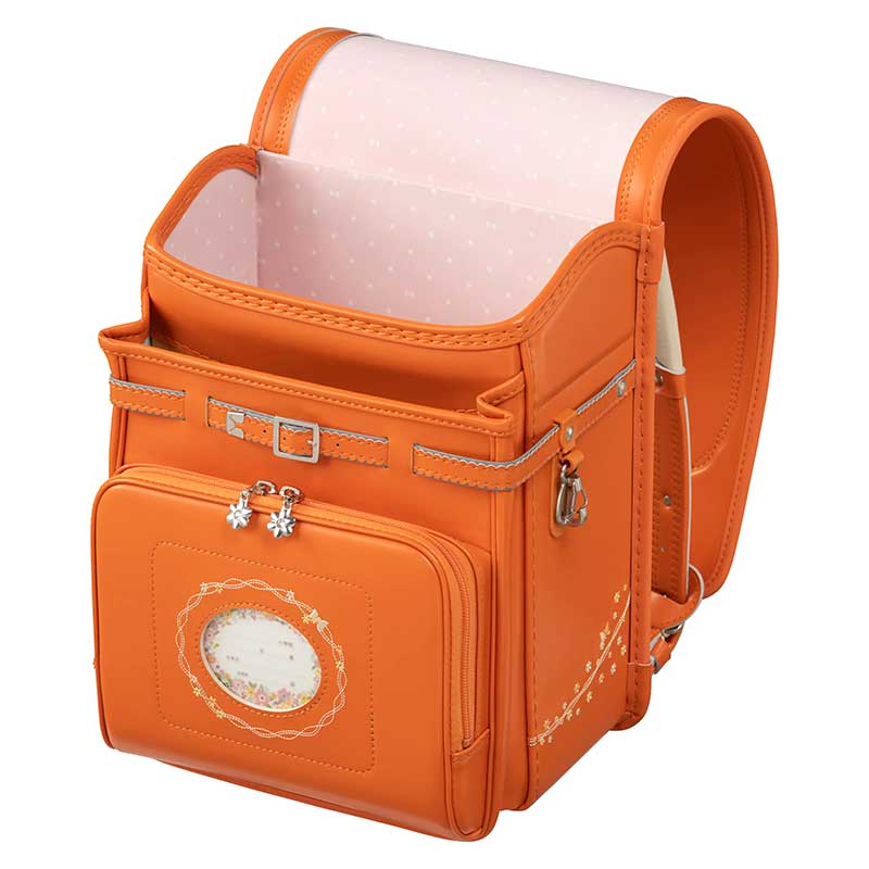 【3月1日販売開始】フィットちゃんランドセル プティガール(オレンジ×オレンジ）安ピカッタイプ＋楽ッション　