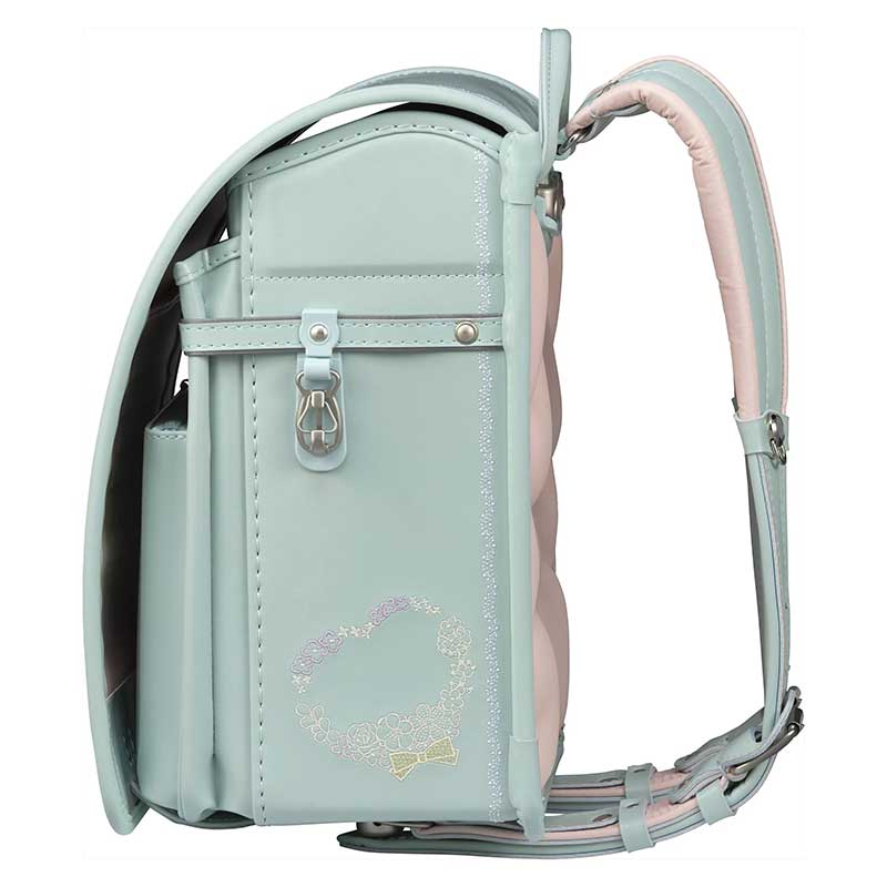 【3月1日販売開始】フィットちゃんランドセル ルル・フラワー(ミント×ミント) 安ピカッタイプ+楽ッション 軽量タイプ