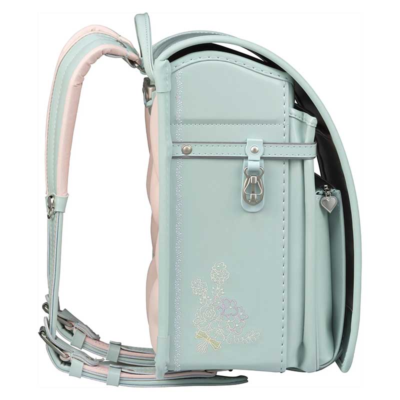 【3月1日販売開始】フィットちゃんランドセル ルル・フラワー(ミント×ミント) 安ピカッタイプ+楽ッション 軽量タイプ