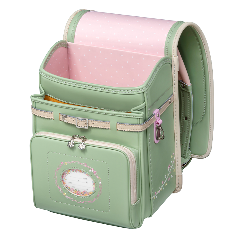 【3月1日販売開始】フィットちゃんランドセル プティガール(ピスタチオグリーン×ベージュ) 安ピカッタイプ＋楽ッション　