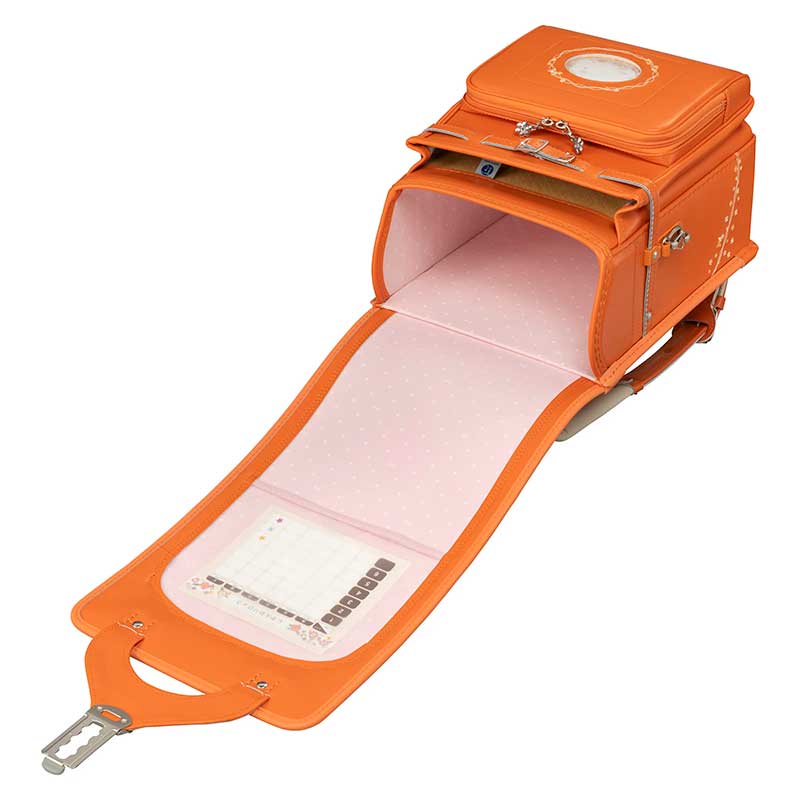 【3月1日販売開始】フィットちゃんランドセル プティガール(オレンジ×オレンジ）安ピカッタイプ＋楽ッション　