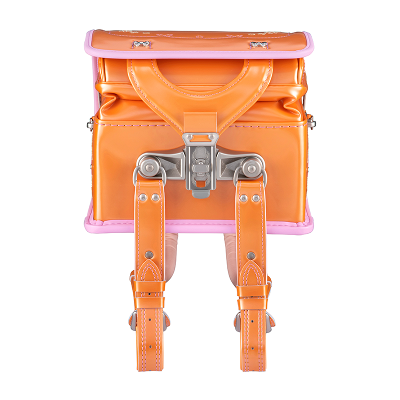 フィットちゃんランドセル プラチナフラワー(パールオレンジ×ベビーピンク) 安ピカッタイプ+楽ッション