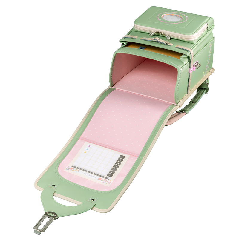 【3月1日販売開始】フィットちゃんランドセル プティガール(ピスタチオグリーン×ベージュ) 安ピカッタイプ＋楽ッション　