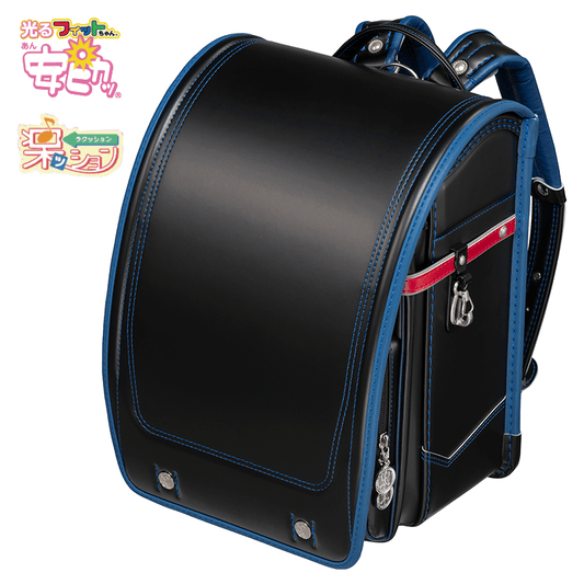 フィットちゃんランドセル アスリートボーイ 楽ッション(クロ×レッド/背ブルー) 安ピカッタイプ＋楽ッション