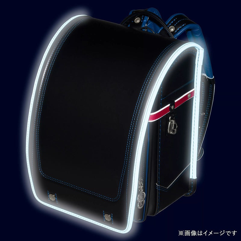 フィットちゃんランドセル アスリートボーイ 楽ッション(クロ×レッド/背ブルー) 安ピカッタイプ＋楽ッション