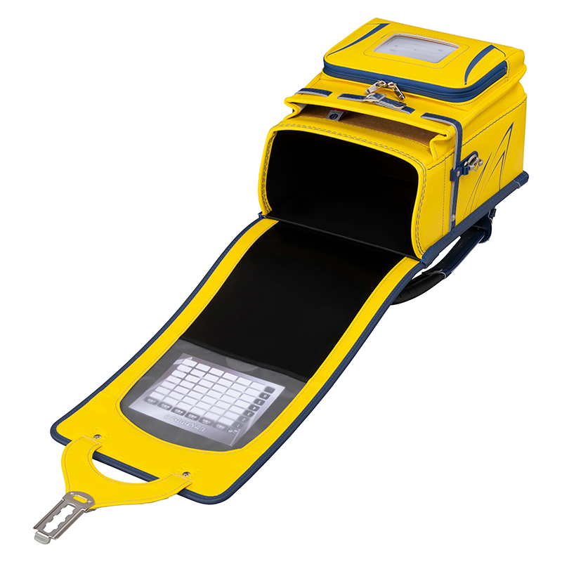 【3月1日販売開始】フィットちゃんランドセル ビークリー(イエロー×ネイビーブルー) 安ピカッタイプ＋楽ッション　