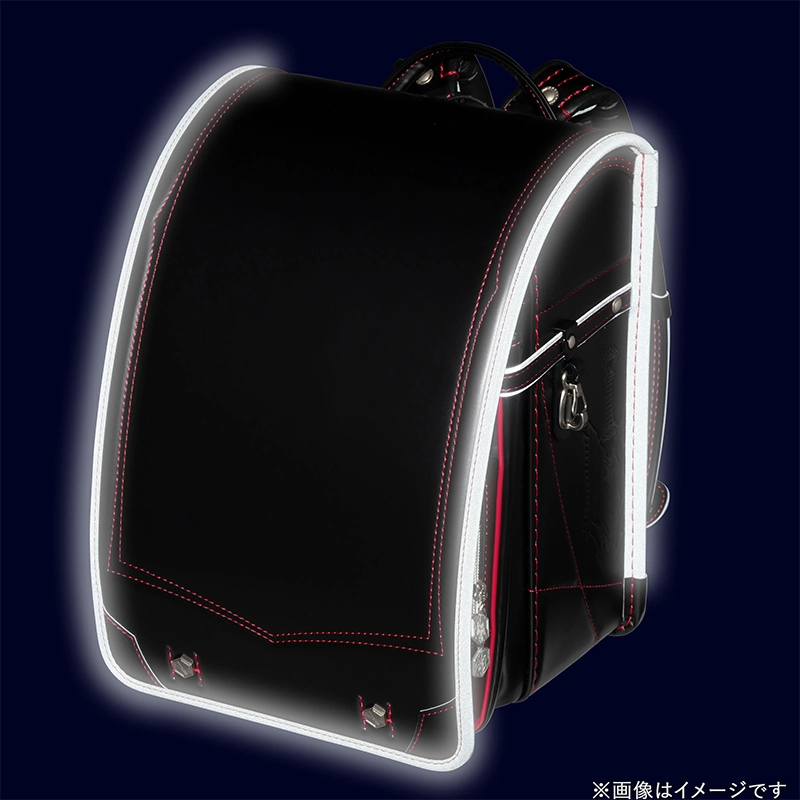 フィットちゃんランドセル ナイト騎士ブレイドワイド(クロ×レッド) 安ピカッタイプ＋楽ッション