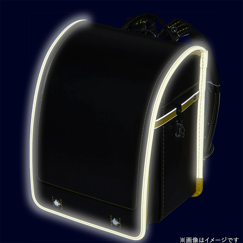フィットちゃんランドセル アレモワイド(クロ×イエロー) 安ピカッタイプ＋楽ッション