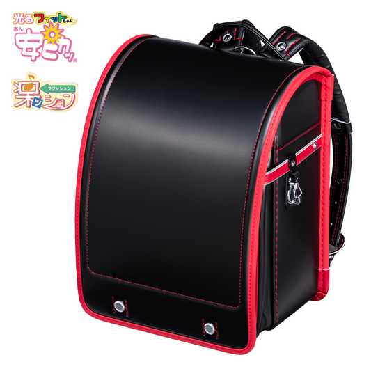 フィットちゃんランドセル アレモ軽量(クロ×レッド) 安ピカッタイプ＋楽ッション