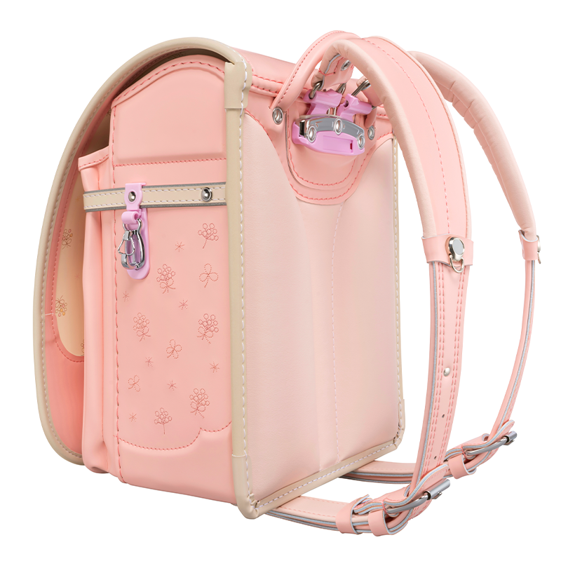 フィットちゃんランドセル シュシュ・フローラ軽量(ペールピンク×ベージュ) 安ピカッタイプ＋楽ッション