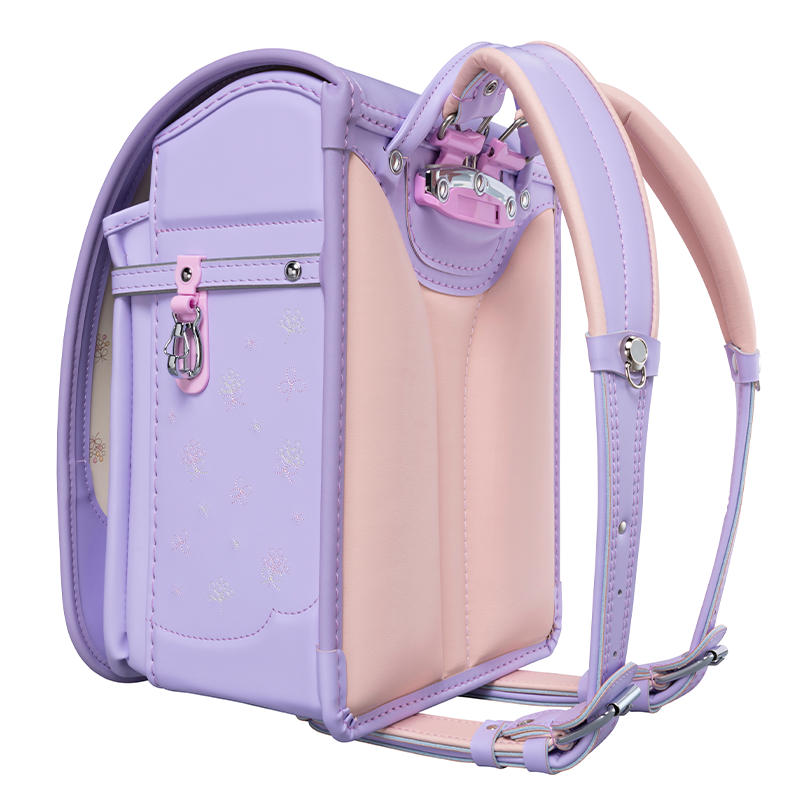 フィットちゃんランドセル シュシュ・フローラ軽量(ペールラベンダー×ペールラベンダー) 安ピカッタイプ＋楽ッション