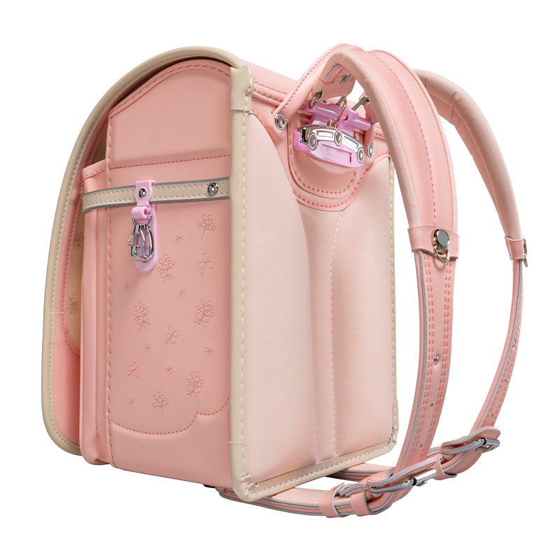 フィットちゃんランドセル シュシュ・フローラワイド(ペールピンク×ベージュ) 安ピカッタイプ＋楽ッション