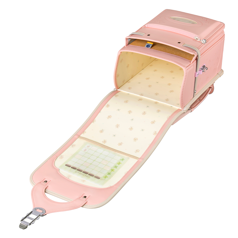 フィットちゃんランドセル シュシュ・フローラワイド(ペールピンク×ベージュ) 安ピカッタイプ＋楽ッション