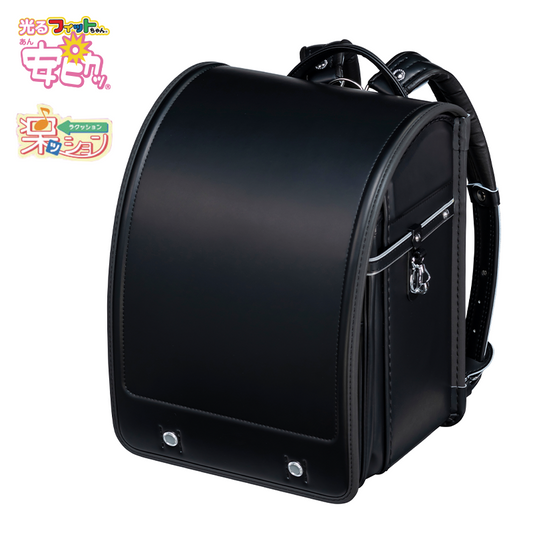 フィットちゃんランドセル フィットちゃんベーシックワイド(クロ×メタルグレー) 安ピカッタイプ＋楽ッション