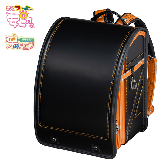 フィットちゃんランドセル ストリートファイン (クロ×パールオレンジ) 安ピカッタイプ＋楽ッション