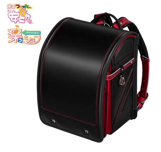 フィットちゃんランドセル ストリートファインワイド(クロ×プリズムレッド) 安ピカッタイプ＋楽ッション