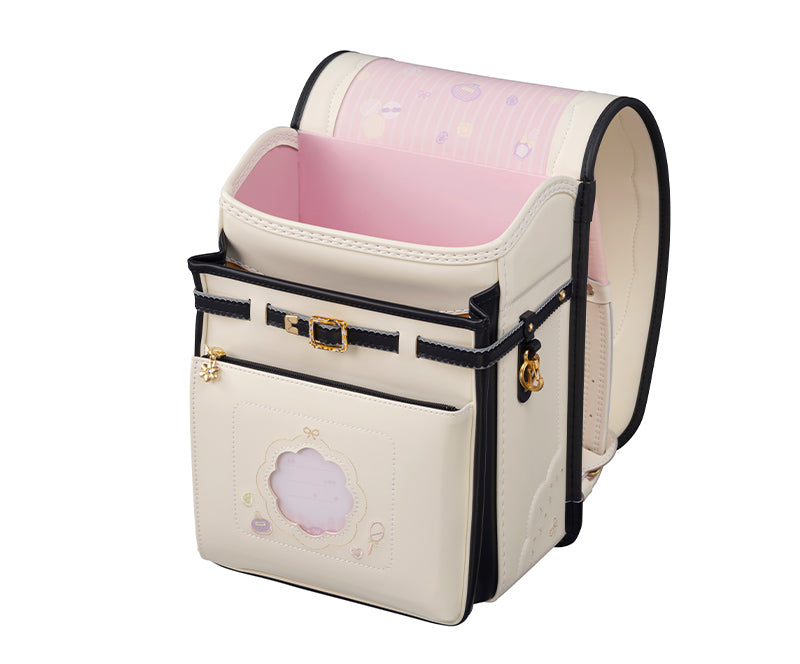 【3月1日販売開始】フィットちゃんランドセル ミオコフレ（プラチナホワイト×クロ）安ピカッタイプ＋楽ッション