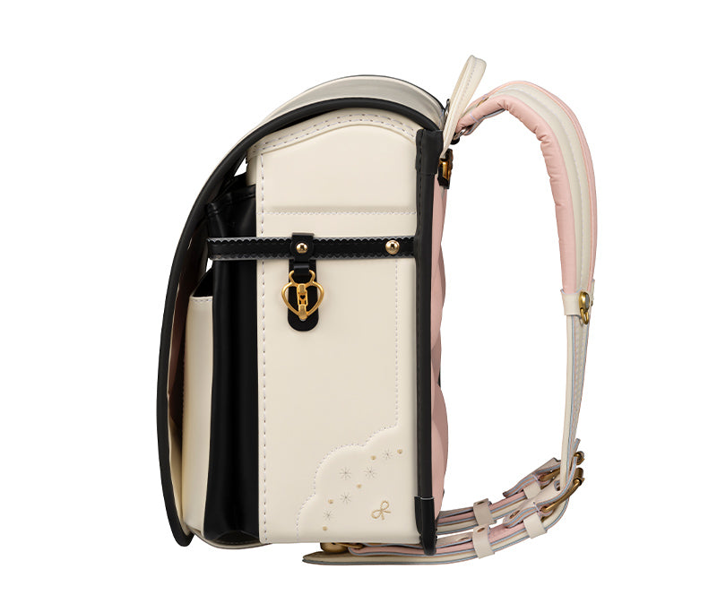 【3月1日販売開始】フィットちゃんランドセル ミオコフレ（プラチナホワイト×クロ）安ピカッタイプ＋楽ッション