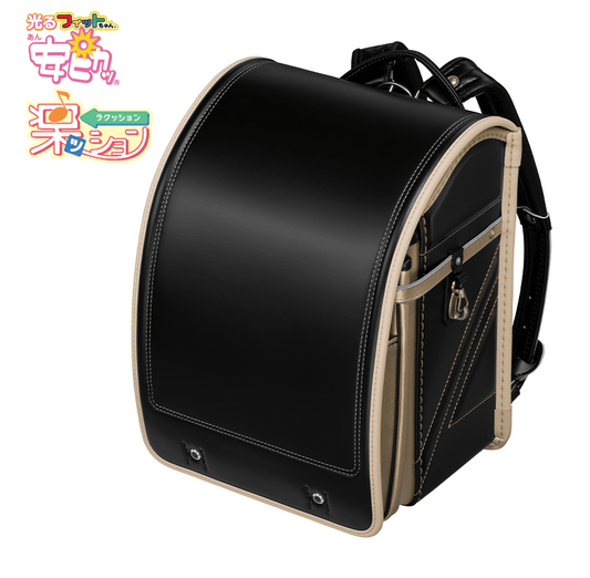 フィットちゃんランドセル ストリートファインワイド(クロ×ゴールド) 安ピカッタイプ＋楽ッション
