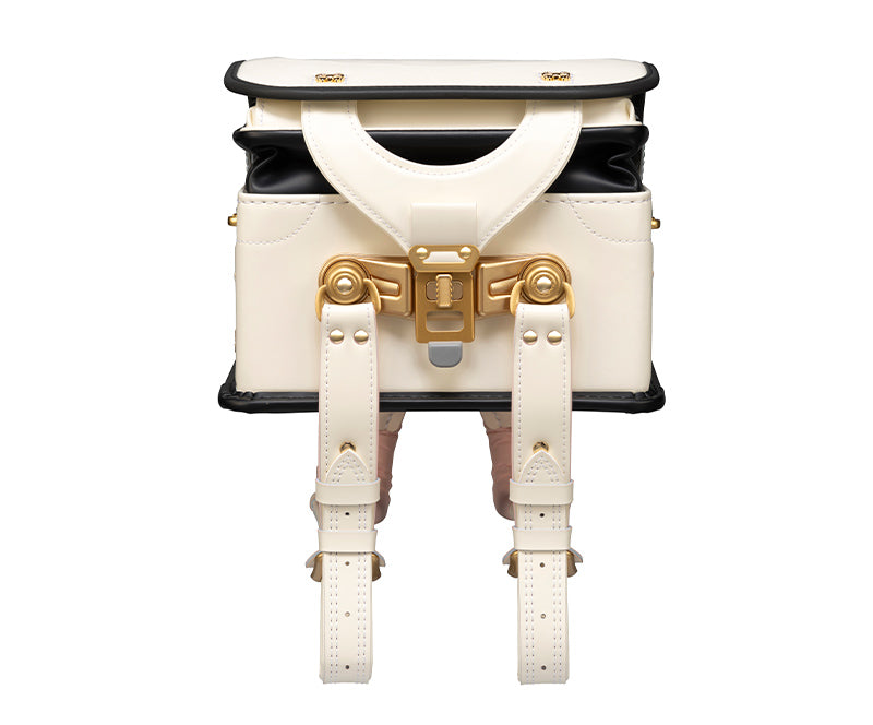 【3月1日販売開始】フィットちゃんランドセル ミオコフレ（プラチナホワイト×クロ）安ピカッタイプ＋楽ッション