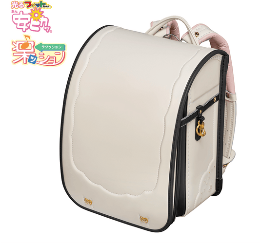 【3月1日販売開始】フィットちゃんランドセル ミオコフレ（プラチナホワイト×クロ）安ピカッタイプ＋楽ッション