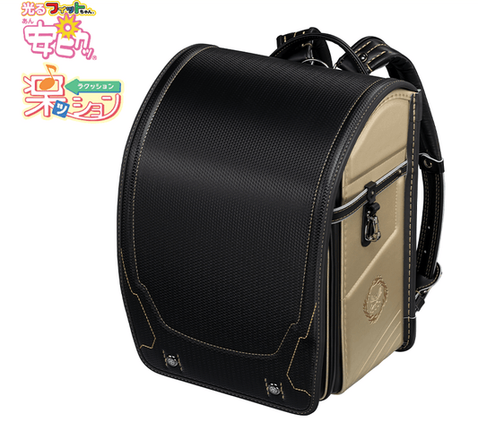 フィットちゃんランドセル サークスワイド(カーボンクロ×ゴールド) 安ピカッタイプ＋楽ッション