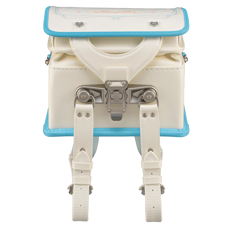 フィットちゃんランドセル パステルガール (プラチナホワイト×アクア) 安ピカッタイプ＋楽ッション