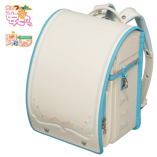 フィットちゃんランドセル パステルガール (プラチナホワイト×アクア) 安ピカッタイプ＋楽ッション