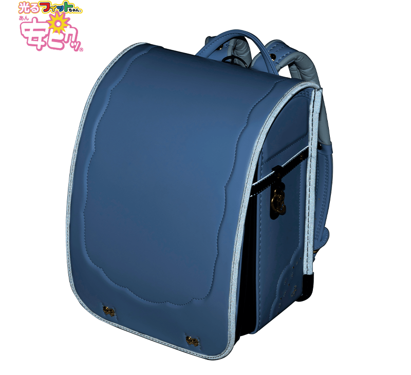 【3月1日販売開始】フィットちゃんランドセル ミオコフレ（ペールブルー×クロ）安ピカッタイプ＋楽ッション